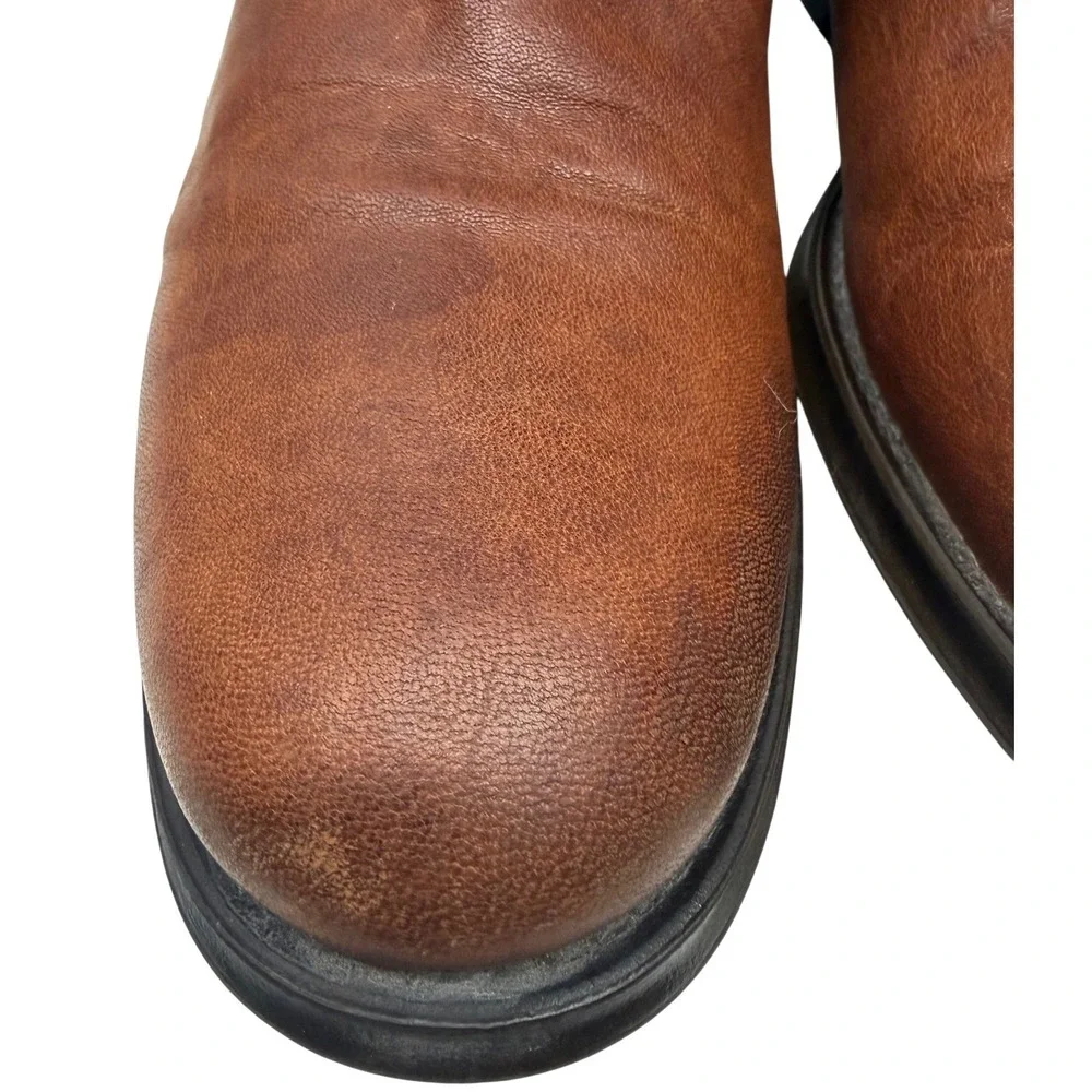 Brown Leather Pull On‎ Cowboy Western Boots Made in Italy Size 8